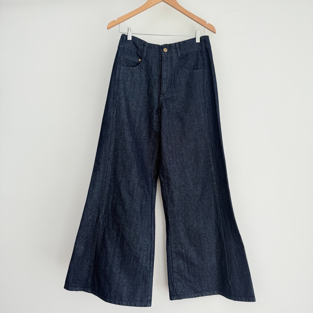 Pilcro Anthropologie Jeans 27x32 Indigo The Adi Wide Leg Sparkle Flare Trousers
